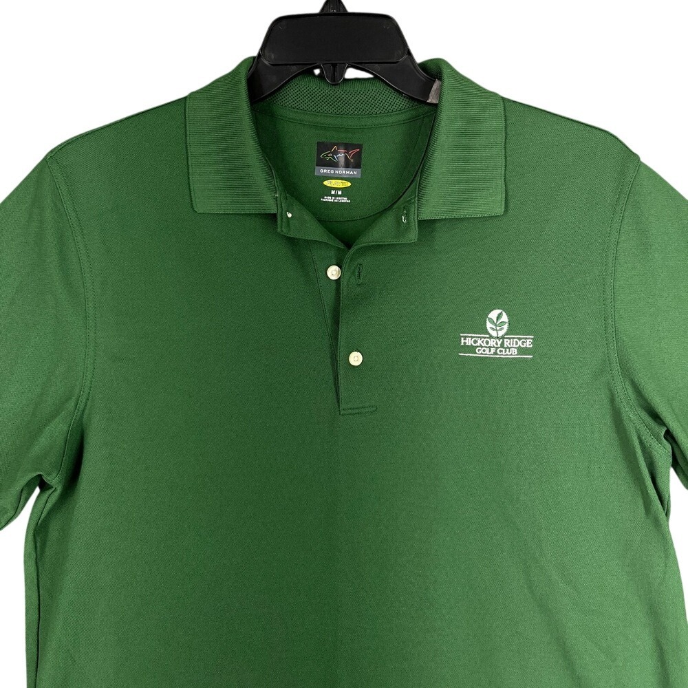 Greg Norman Polo Shirt‎ Mens M Green Golf PlayDry Performance Hickory Ridge Club